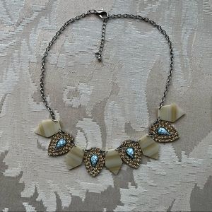 Geometric turquoise and rhinestone necklace